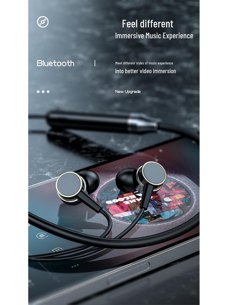 New Neck-Hanging Bluetooth Wireless Sports Earphones with In-ear Magnetic Silicone Design