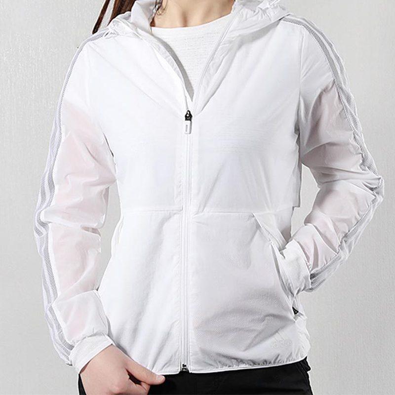 Adidas Jackets Women's White Hooded Moderate DY8641