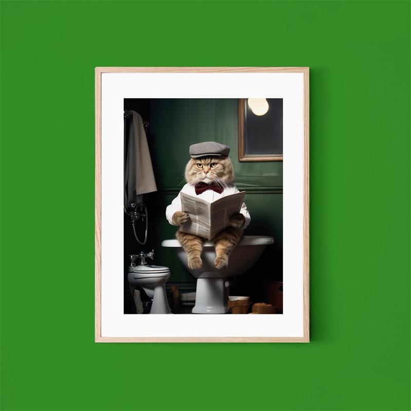 Pop Art Funny Toilet Reading Poster Aesthetics Cat Capybara Animal Canvas Prints Wall Art Room Decor Home Bathroom Decoration