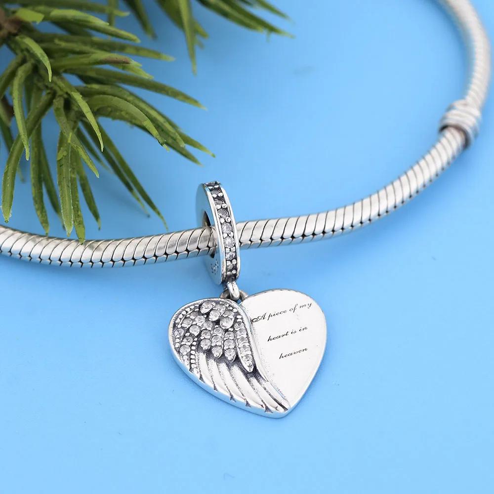 FC Jewelry Fit Original Charm Bracelet 925 Silver A Piece Of My Heart Has Wings is In Heaven Forever Bead For Making Berloque