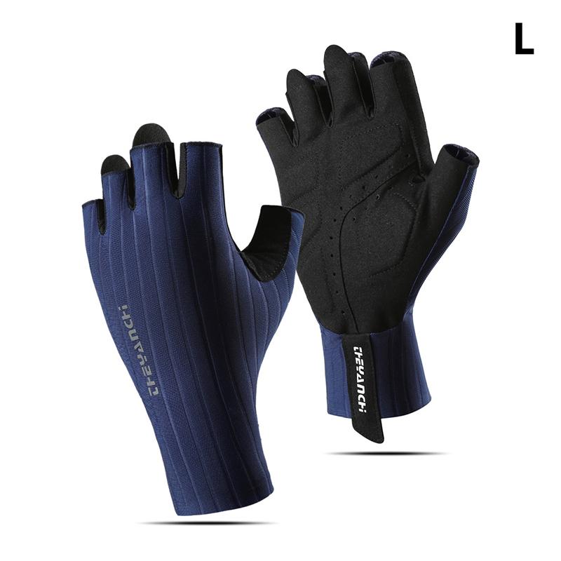 

Summer Breathable Half Finger Cycling Gloves Ultralight Road Bike Gloves Anti-Slip Silicone Pad Cooling Sport Gear синий