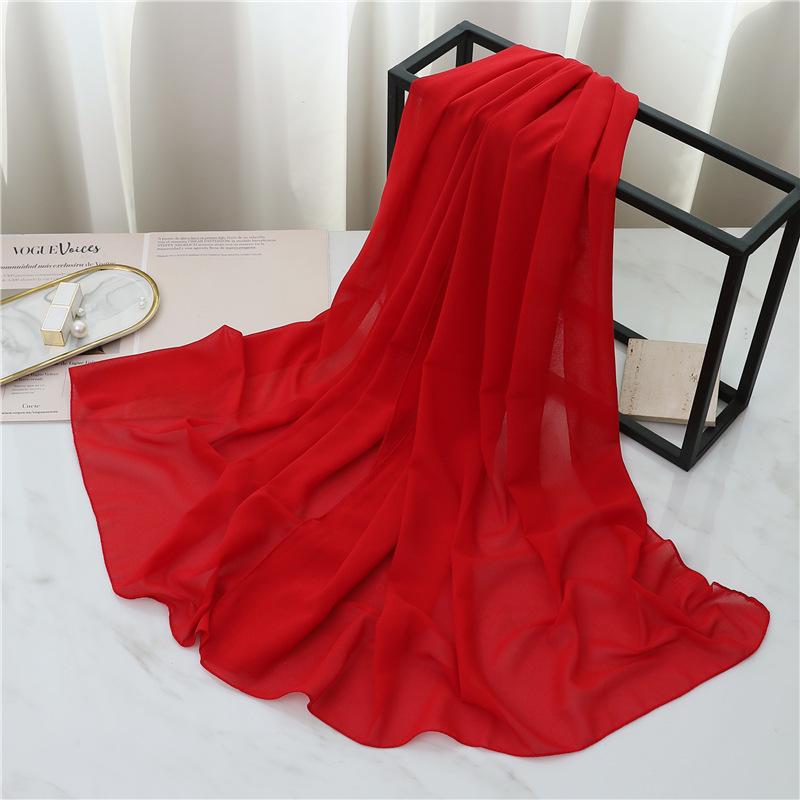 

Прямоугольный шарф из жемчужного сплошного шифона: Универсальный женский платок и шаль. 175*70cm