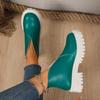Autumn New Round Toe Rear Zipper Anti-Slip Wear-Resistant Short Boots Block Heel Platform Single Boots