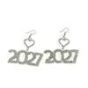 2027 Shiny Full Crystal Inlay Rhinestone Dangle Earrings Sparkly Cute Fashion Jewelry for Teen Girls School Daily Wear