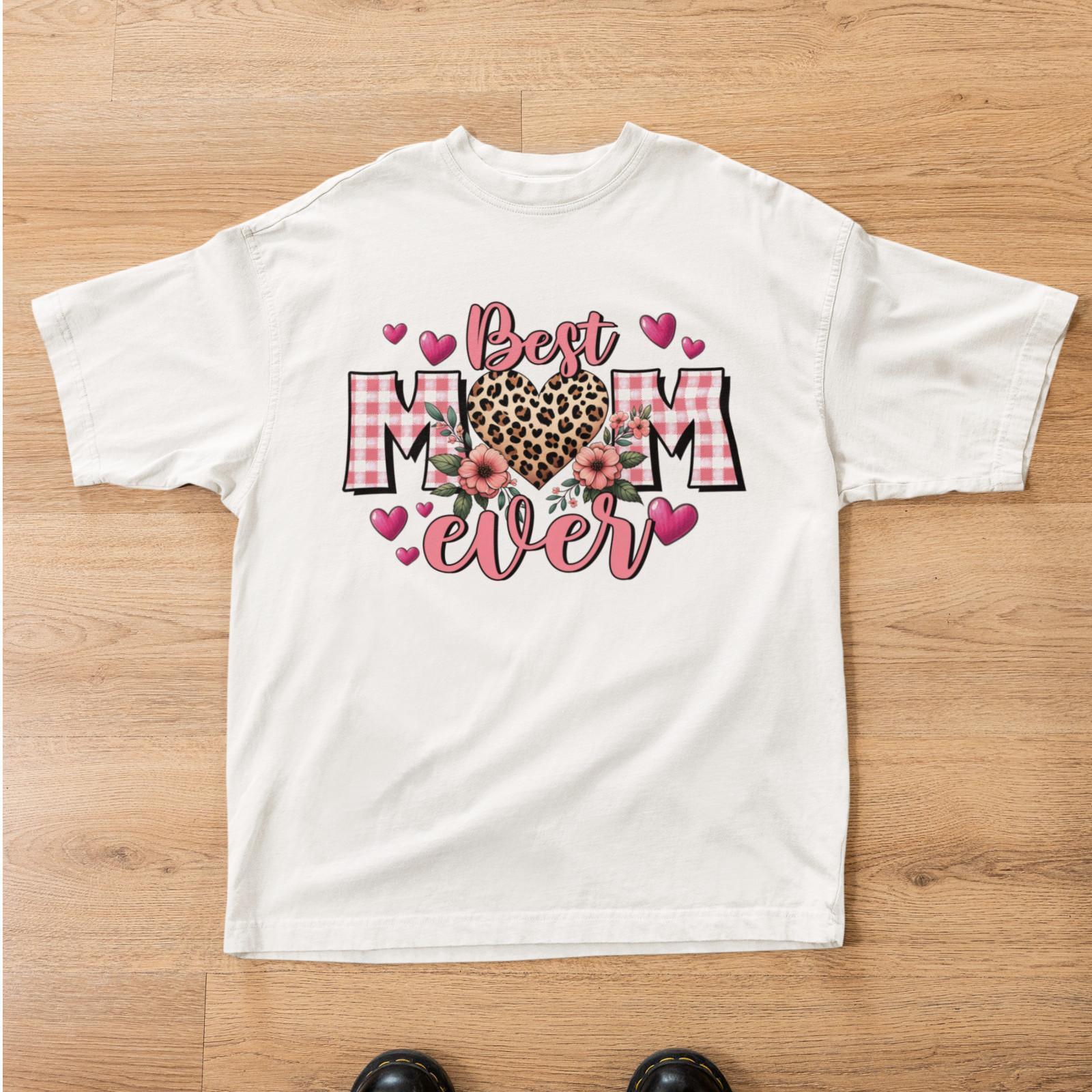 Best Mom Ever T-Shirt | Leopard Heart Mom Tee Gift for Mom 3XL