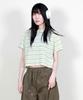Deumakeu Multi-Stripe Crop Short Sleeve T-Shirt Yallo