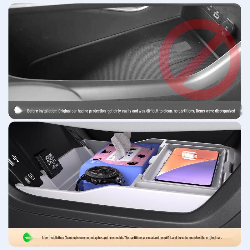 Kompatibel mit 25 Honda S7 Modellen: Zentrale Kontroll-Aufbewahrungsbox und unterer Stauraum für Autoinnenräume.