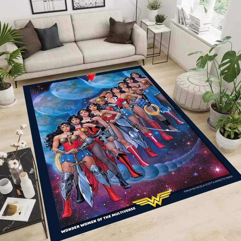 Wonder Woman pattern rug, suitable for living room, bedroom, bedside, balcony and other places, Nordic style decorative rug,