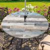Round Outdoor Tablecloth with Umbrella Hole and Zipper Wood Texture Elastic Table Cover Waterproof Outdoor Table Cloth for Patio Picnic Camping Fits