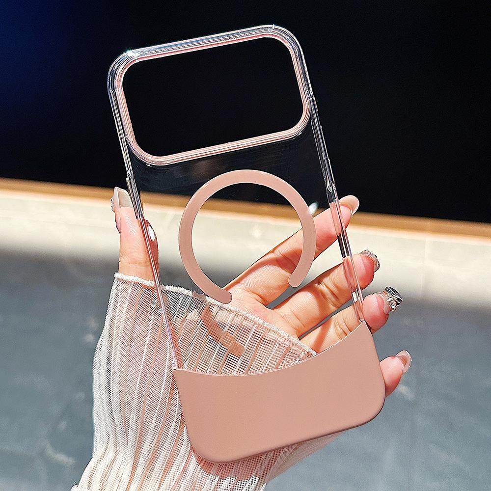 Luxury Splicing 2IN1 Transparent Phone Case For iPhone 17 16 15 14 13 12 Pro Max Plus 17Pro Air For Magsafe Magnetic Clear Cover