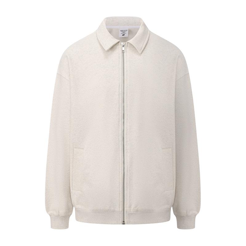 Completo con Felpa con Cappuccio e Pantaloni della Tuta Streetwear Americano 430G Fodera in Pile Collo a Polo Zip-Up Tuta Casual
