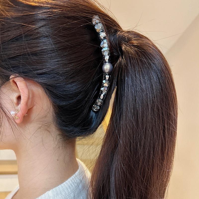 Elegante Haarspangen mit Kristallen und Perlen - Große Haarklammern für stilvolle Hochsteckfrisuren