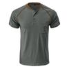 Summer men's Henley shirt colour blocking body shirt men fashion men's short-sleeved men's t-shirt tops