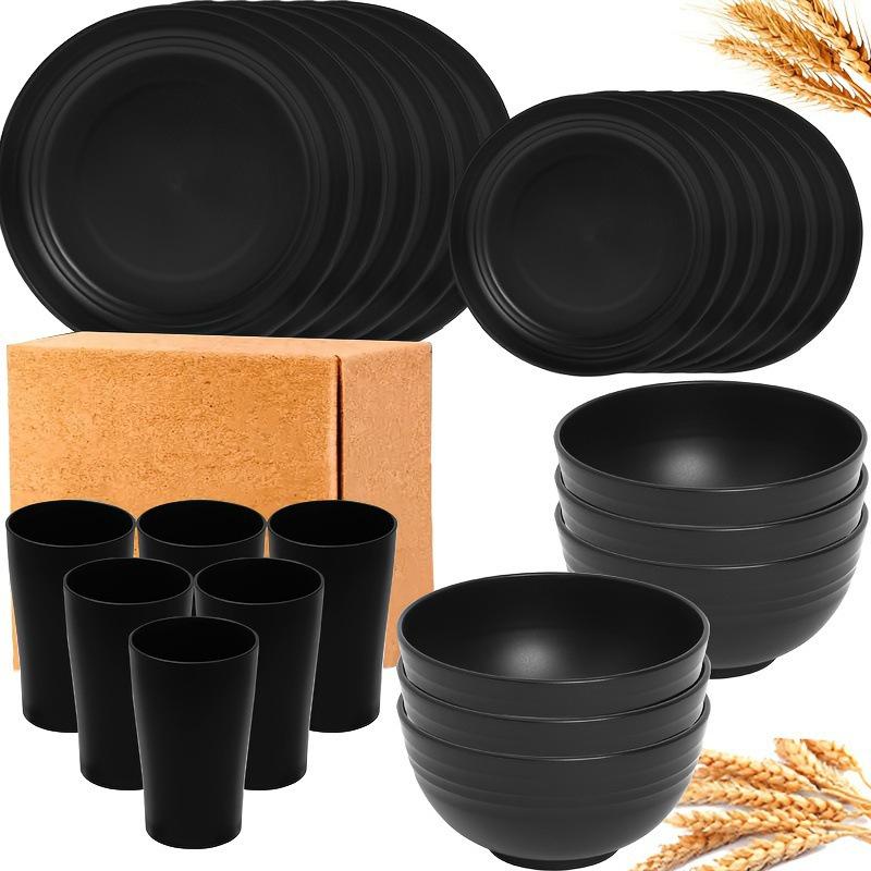 2025 Unbreakable Wheat Straw Tableware Set - 24 Pc Dinner Plates