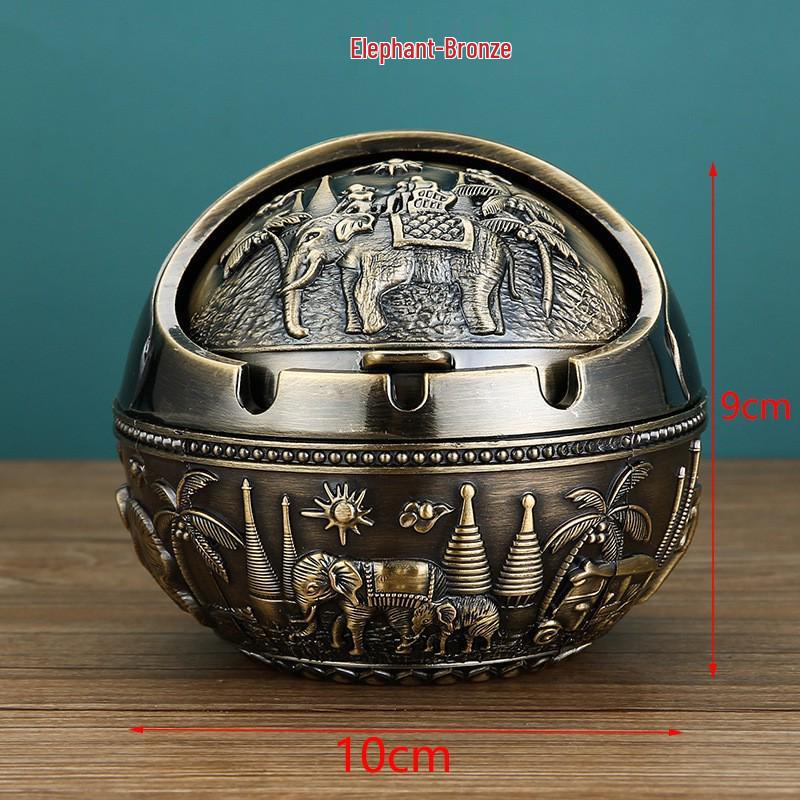 European Style Ashtray with Lid: Trendy, Drop-Proof, Anti-Fly Ash, Odor-Resistant, Luxury Living Room Decor.