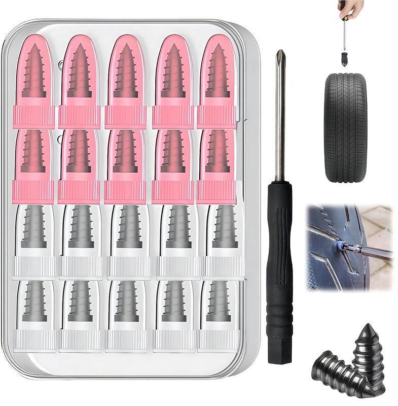 

20/40pcs Tire Plug Screw Kit for Car, SUV & Truck, Durable Tire Repair with Screwdriver Road Emergency Flat Tire Puncture Repair