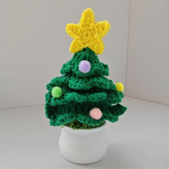 Christmas Yarn Ornament Bright Color Xmas Tree Star Shape Knitted Tree