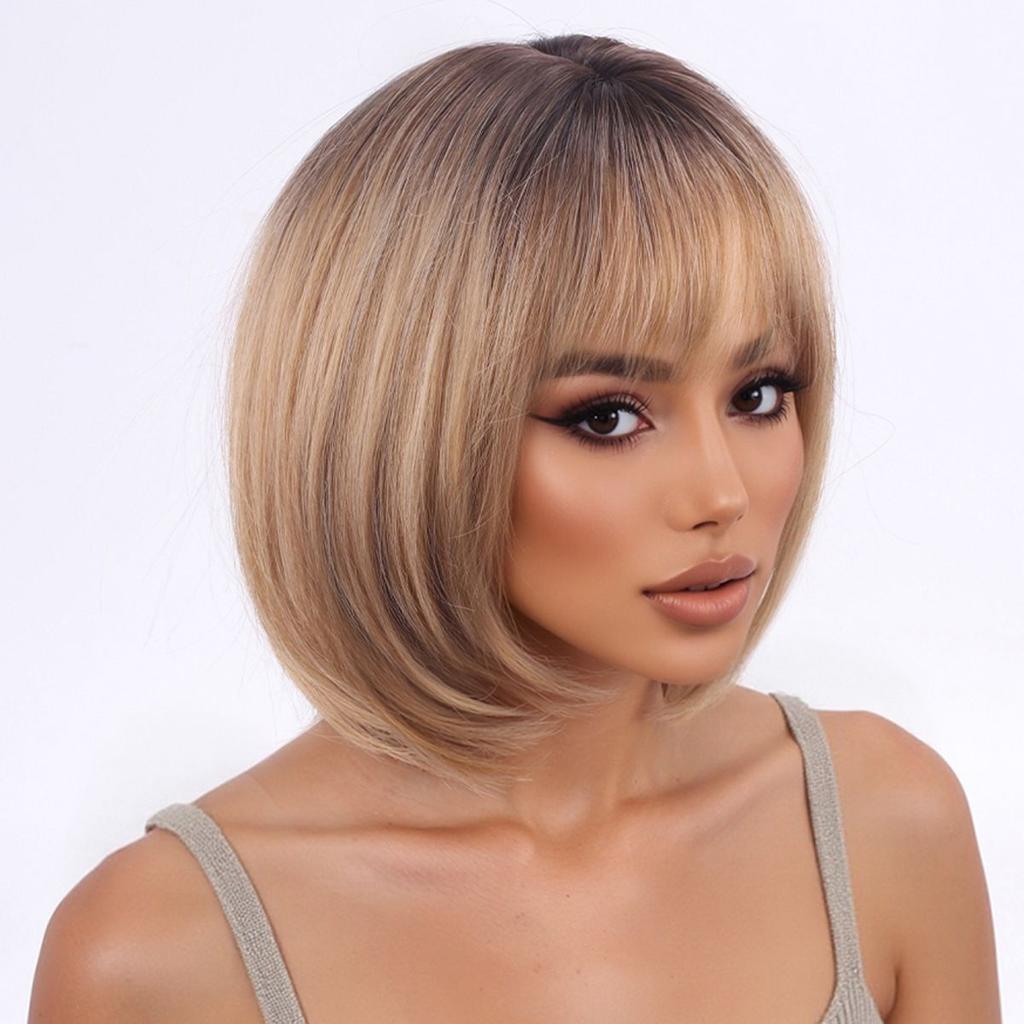 Light Brown Short Bob Wig: Stylish Full-Head Wig for Women
