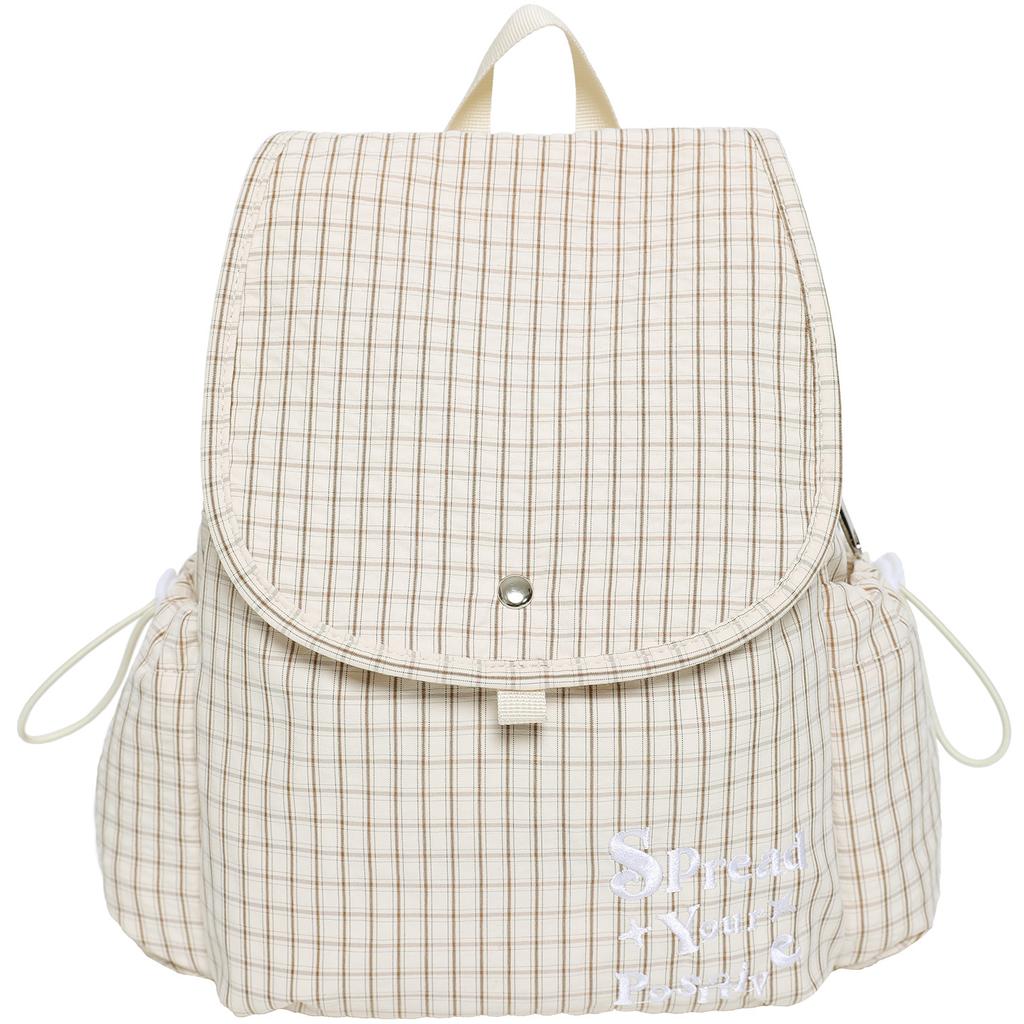 Koreanischer Lässiger Rucksack, Karierter Nylon-Rucksack, Leinwandtasche für Studentinnen, Instagram Nischen-Rucksack für Pendeln und Reisen
