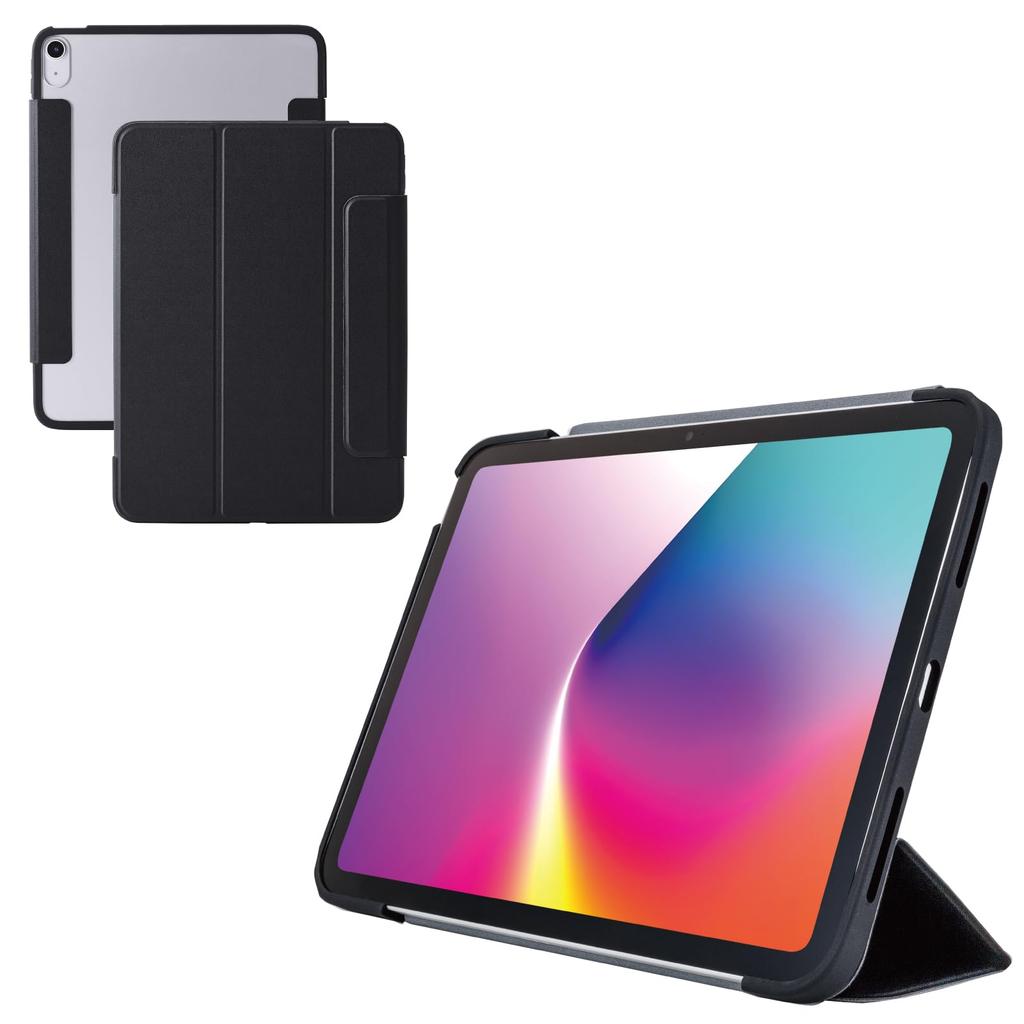 ELECOM iPad Air Flap TPU Impact Clear Black 11-inch (M3/M2) 10.9" (5th/4th Generation) Case, Case, Material, Resistant, Thin, Lightweight, Back,
