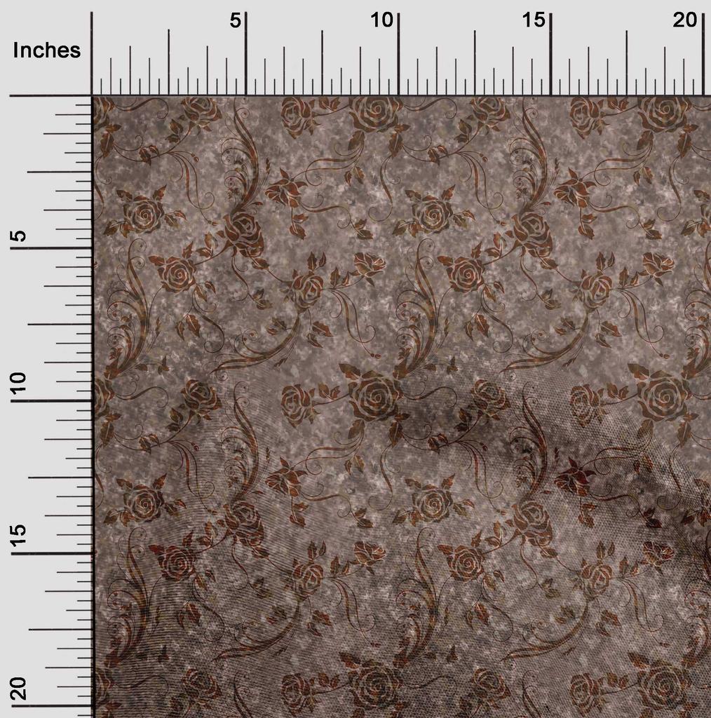 oneOone Cotton Flex Brown Fabric Asian Batik Floral Dress Material Fabric Print Fabric By The Yard 40 Inch
