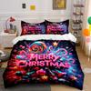Colorful Merry Christmas Design Bedding Duvet Cover Set Duvet Cover Pillowcases  (1*Duvet Cover 2*Pillowcases, Without Duvet Insert)
