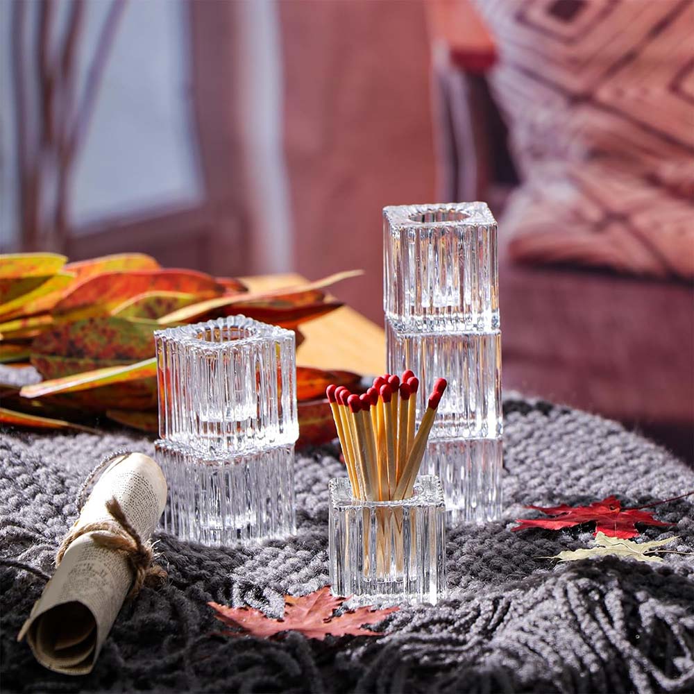 Taper Candle Holders,Glass Candlestick Holders,Clear Glass Candle Holders for Table Centerpiece,Wedding,Valentines Day,Party