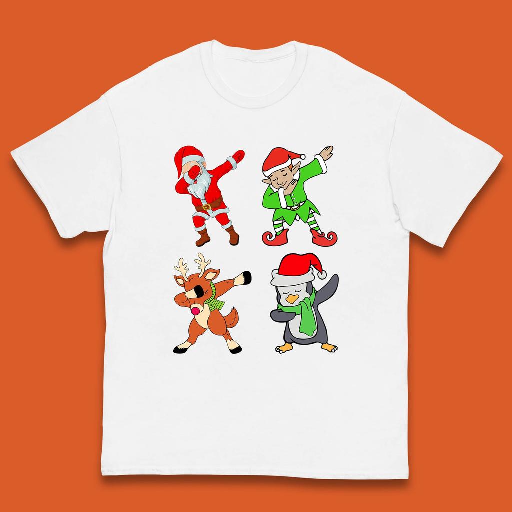 Christmas Santa Clause & Friends Dabbing Dance Kids T Shirt