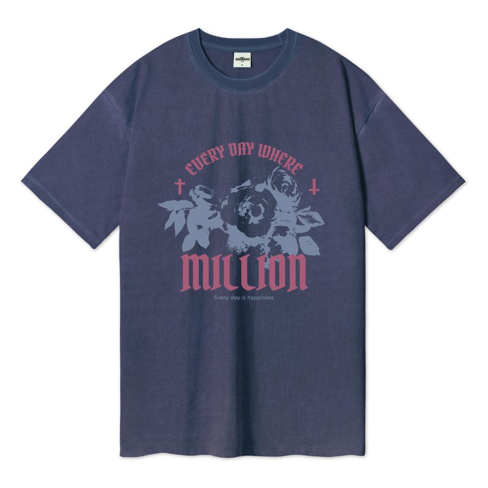 MILLION DAY Million Orchid Pigment Short Sleeve T-Shirt