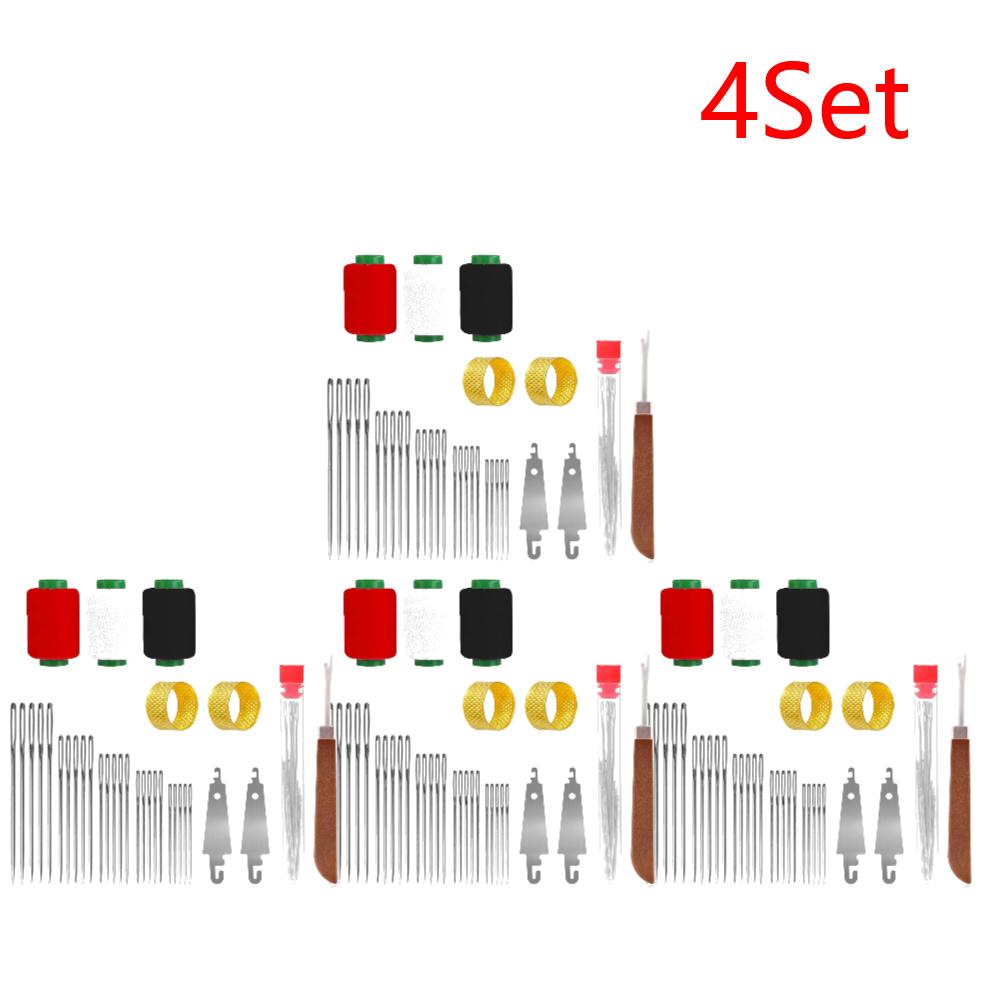 34PCS Big Eye Steel Sewing Needles Kit 5 Size Needles Stainless Steel Yarn Knitting Needle for Stitching and Crafting Project