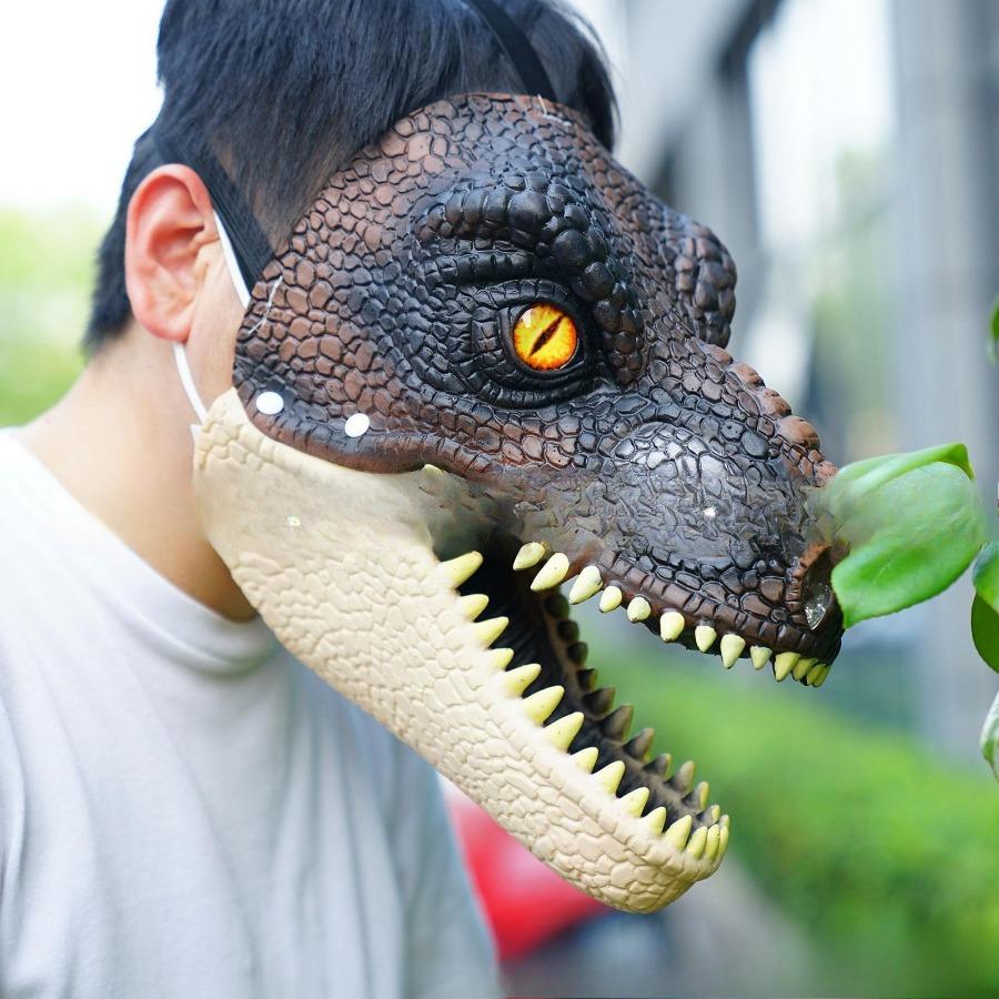 Maschera facciale a bocca di dinosauro per Halloween e Natale. Maschera animale carina dinosauro - Tirannosauro rex.