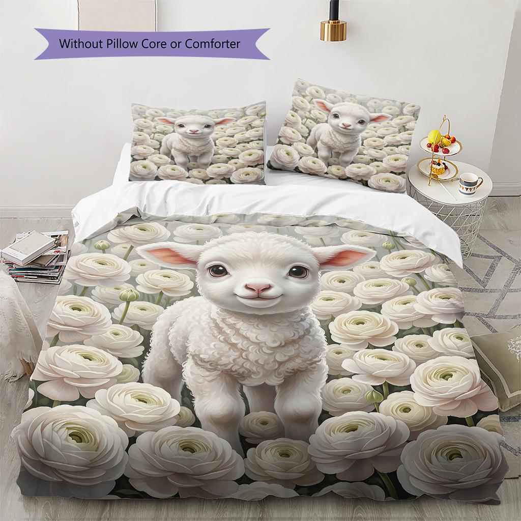 Pościel z wzorem kreskówkowym Zestaw kołdry Poszewka na kołdrę Poszewka na poduszkę Dekoracja domu Prezent urodzinowy (1 * poszwa na kołdrę + 2 * poszewki na poduszki, bez rdzenia)