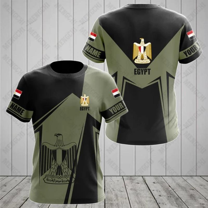 Egypt Flag & Coat of Arms Grafika Tričko Letní Ležérní Pulovr Pánská móda Trička s výstřihem do O Chlapci Oversized Topy s krátkým rukávem