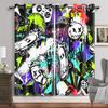 Animated Gamepad Switch Drapes designed for Boys Bedroom Space Graffiti Words Video Games Window Drapes Game Players Living Room Decoration