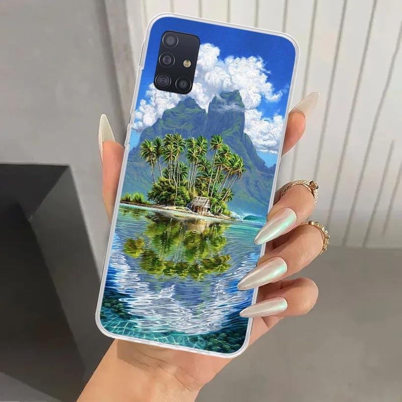 Summer Beach Sunset Sea Palm Tree Phone Case for Samsung Galaxy A52 A32 A22 A12 A02S A50S A30S A10S Note 20 Ultra 10 Plus S10 A3