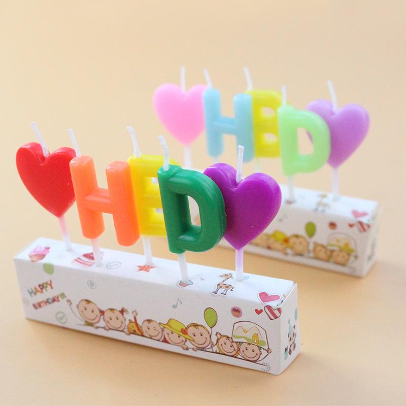 New Colorful HBD English Letter Candle Creative Party Party Baking Birthday Cake Love Candle