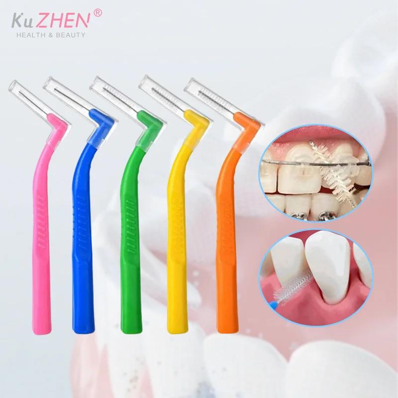 Periuțe Interdentare Igienă Orală Periuță cu Ață Cap de Curățare pentru Aparat Dentar Instrument de Curățare a Dinților Formă L/I Scobitoare
