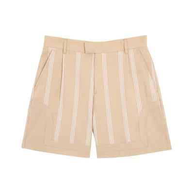 Apres Court Striped Design Loose Mid Waist Casual Shorts Unisex Shorts Soft-Sand 628236-32