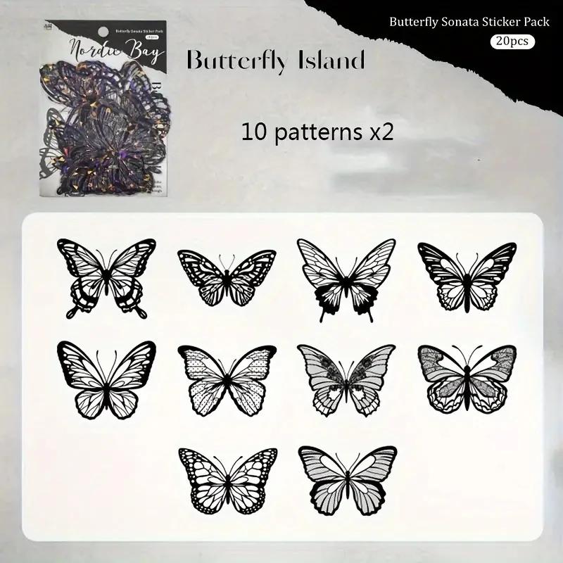 20 Sheets Shell Light Butterfly Hollow Lace Retro Hand Account DIY Material Decorative Junk Journal Supplies Scrapbooking