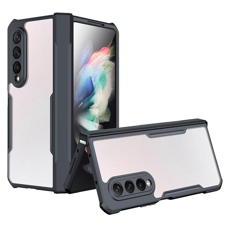 

XUNDD For Samsung Galaxy Z Fold3 5G Acrylic+TPU Slim Phone Cover Transparent Phone Case with Glass+Protective Bar A