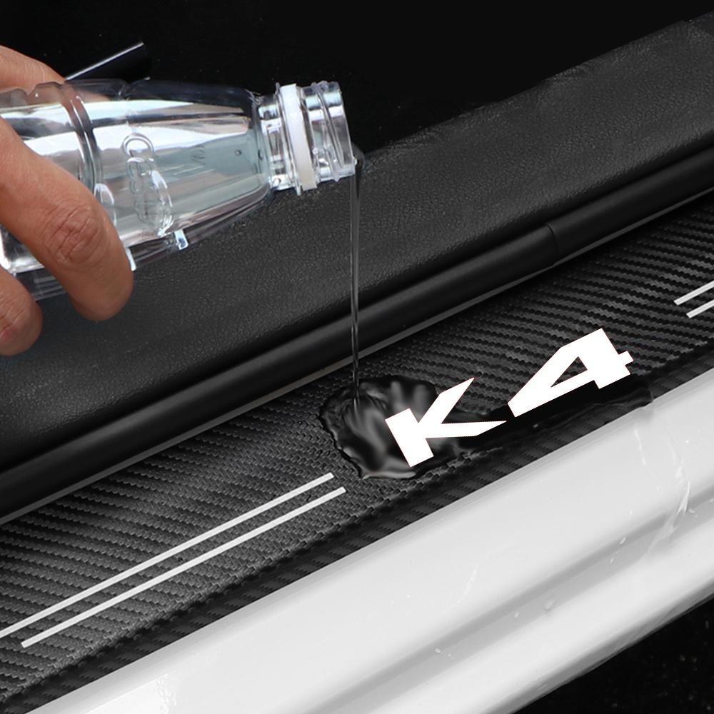 New 4pcs car stickers door sill strips pedals carbon fiber decorative strips for Kia K4 Auto Accessories ljcmw22