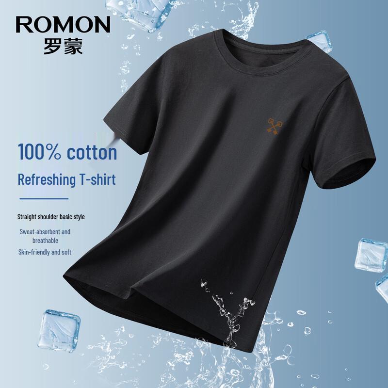 ROMON Men s Pure Cotton Easy-Care Round Neck T-shirt TH2604 190