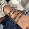 1 Set/4 Pcs Cuban Chain Bracelets Set Boho Thick Gold Color Charm Bangles For Gifts Trendy Jewelry Accessories Creative Gift