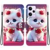 Handmade PU Leather Flip Case for Redmi Note 12 Pro/Xiaomi Poco X5 Pro Anti-Slip Shockproof Cover with Wrist Strap & Heart/Rose Cat Designs