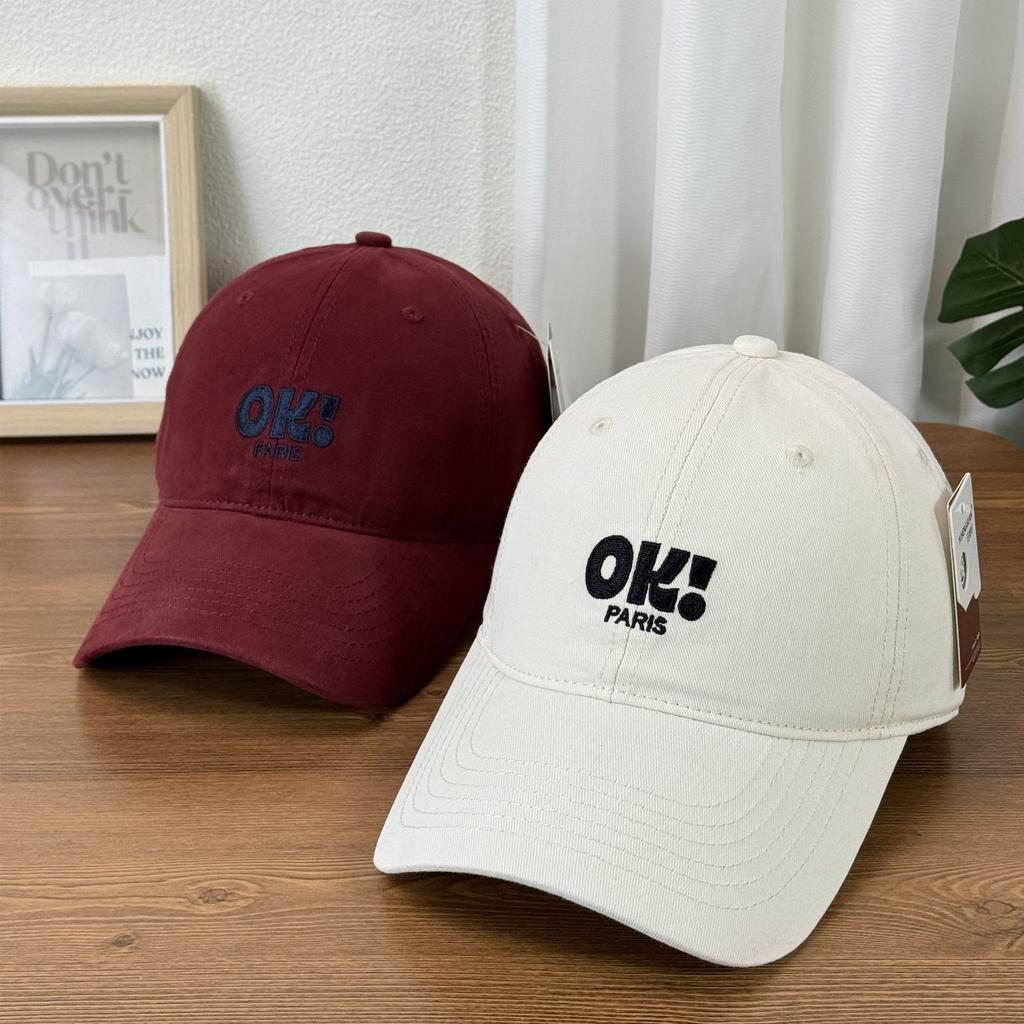 Fashion Hat New Alphabet Embroidery OK Spring and Summer Versatile Face Small Soft Top Cap Children's Big Head Round Face Baseball Cap Men's Trend