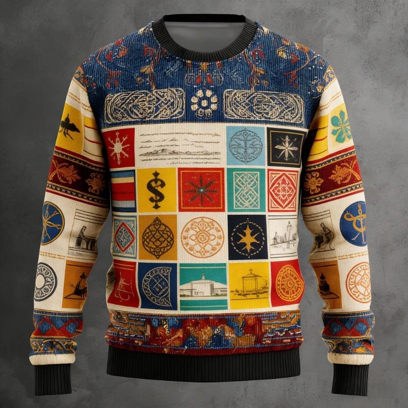 Men's Tree Of Life Pullover Sweater Jumper Knitwear Crewneck Retro Casual Vacation Daily 3D Print Long Sleeve Spring Fall Winter