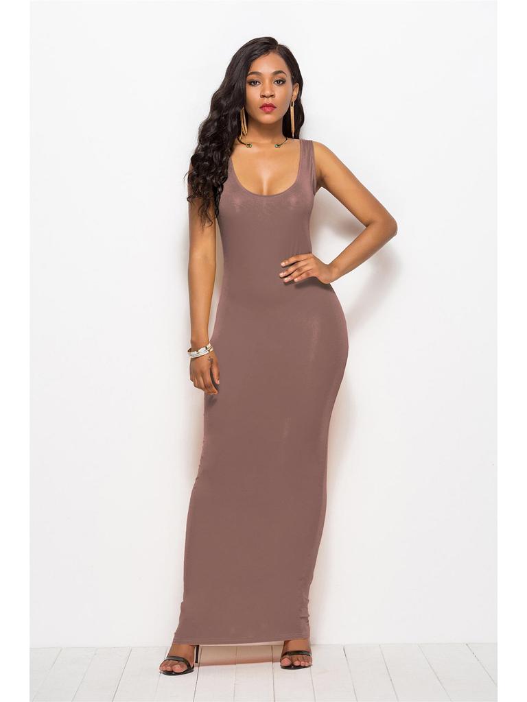 Solid Color Slim Fit Women's Long Vest Dress - Multi-size & Multi-color