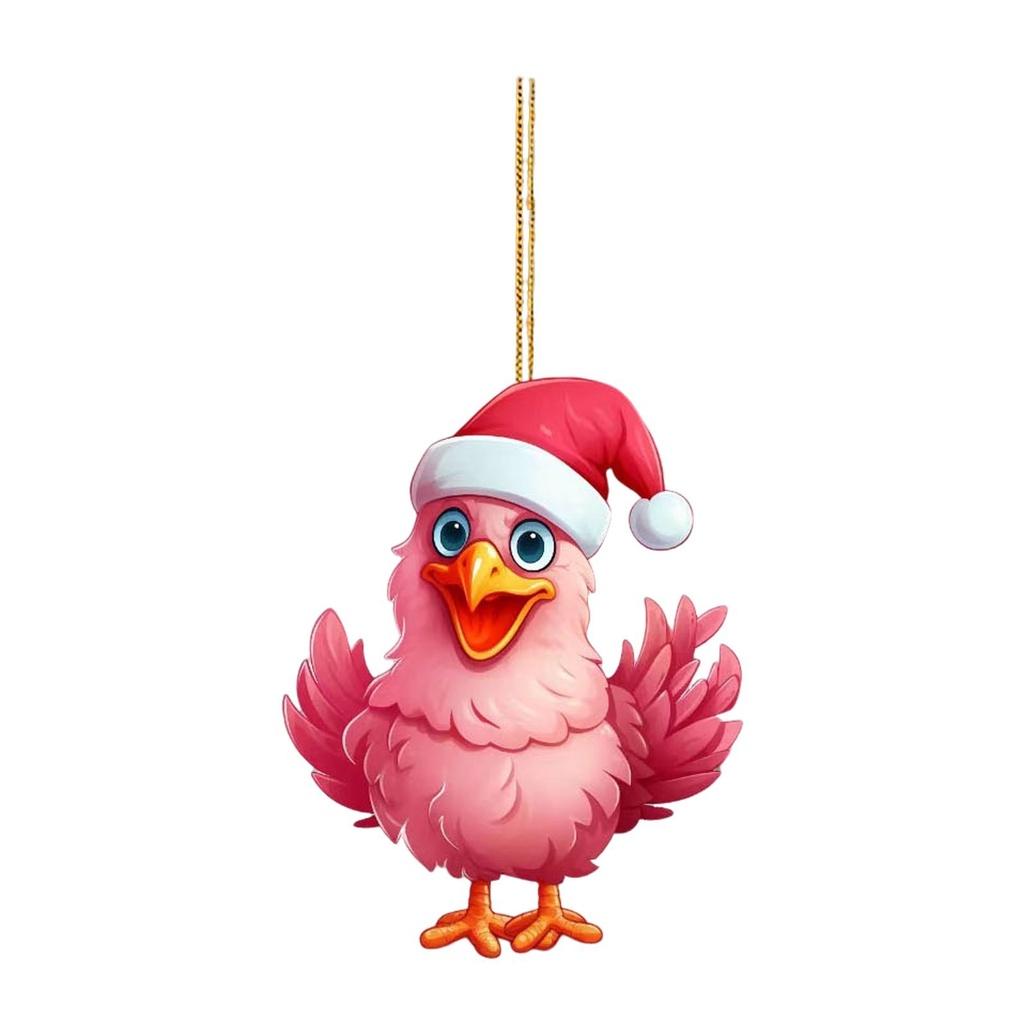 Cute Pink Cartoon Chicken Car Ornament Christmas Tree Decoration For Festive Home Dcor