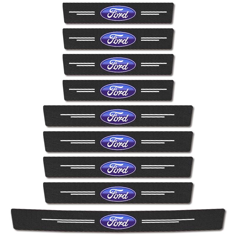 Carbon Fiber Car Sill Bar Non-Slip Anti-Scratch Auto Accessories For Ford Ranger Focus Kuga Mustang Mondeo Fusion Esco MK3 MK4