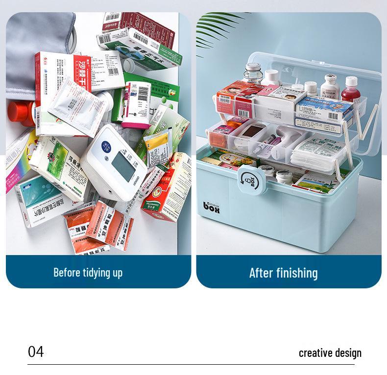 Double-Layer Portable First Aid Kit: Large Capacity Family Medicine Box